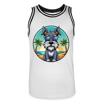 Standard Schnauzer Hunderasse Cartoon Sonnenbrille - Männer Basketball-Trikot - Weiß/Schwarz - Vorne - AI Model Male 185 dark (185cm)