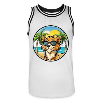 Grand Griffon Vendeen Hunderasse Cartoon Sonnenbrille - Männer Basketball-Trikot - Weiß/Schwarz - Vorne - AI Model Male 185 dark (185cm)