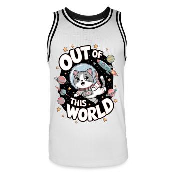 Out Of This World - Men's Basketball Jersey - white/black - Front - AI Model Male 185 dark (185cm)