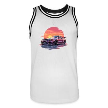 Skyline Sonnenuntergang - Männer Basketball-Trikot - Weiß/Schwarz - Vorne - AI Model Male 185 dark (185cm)