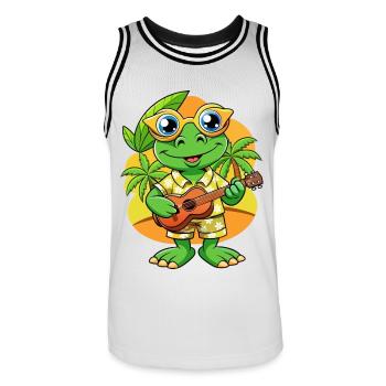 Lustige Frosch Cartoon Sommer Strand Sonnenbrille Gitarre - Männer Basketball-Trikot - Weiß/Schwarz - Vorne - AI Model Male 185 dark (185cm)