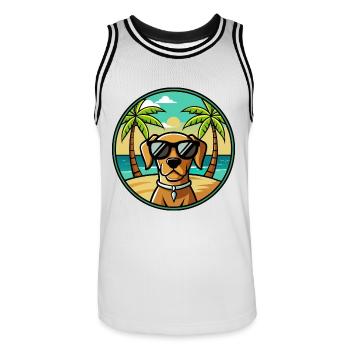 Portuguese Pointer Dog Breed Cartoon Sunglasses - Men's Basketball Jersey - white/black - Front - AI Model Male 185 dark (185cm)
