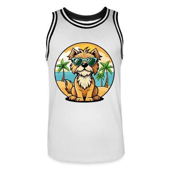 Brikett Griffon Vendéen Hunderasse Cartoon Strand - Männer Basketball-Trikot - Weiß/Schwarz - Vorne - AI Model Male 185 dark (185cm)
