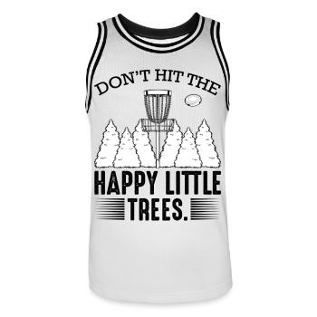 Ne frappez pas le cadeau de golf Happy Little Trees Disc - Maillot de basket Homme - blanc/noir - Devant - AI Model Male 185 dark (185cm)