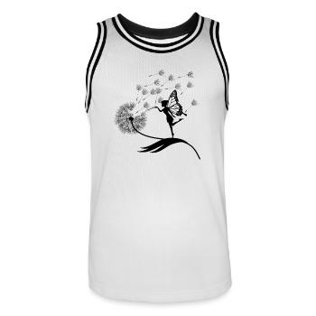 Papillons design puste fleurs prairie coeurs fées - Maillot de basket Homme - blanc/noir - Devant - AI Model Male 185 dark (185cm)