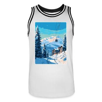Courchevel Frankreich Vintage Reiseplakat Souvenir - Männer Basketball-Trikot - Weiß/Schwarz - Vorne - AI Model Male 185 dark (185cm)