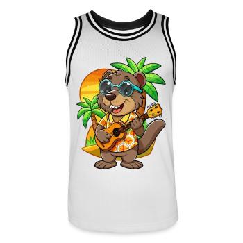 Lustige Biber Cartoon Sommer Strand Sonnenbrille - Männer Basketball-Trikot - Weiß/Schwarz - Vorne - AI Model Male 185 dark (185cm)