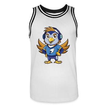 Falcon Funny Cartoon Character Musique de casque - Maillot de basket Homme - blanc/noir - Devant - AI Model Male 185 dark (185cm)