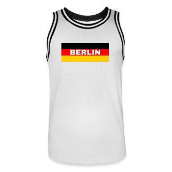 Berliner Stadt in deutscher Flagge - Männer Basketball-Trikot - Weiß/Schwarz - Vorne - AI Model Male 185 dark (185cm)