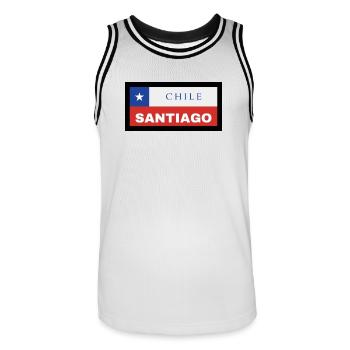Santiago City in Chilean Flag - Men's Basketball Jersey - white/black - Front - AI Model Male 185 dark (185cm)
