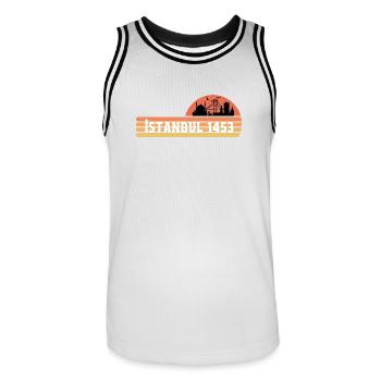 Skyline d’Istanbul dans un design rétro - Maillot de basket Homme - blanc/noir - Devant - AI Model Male 185 dark (185cm)