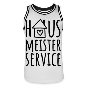 Hausmeisterservice - Hausmeister Service - Männer Basketball-Trikot - Weiß/Schwarz - Vorne - AI Model Male 185 dark (185cm)