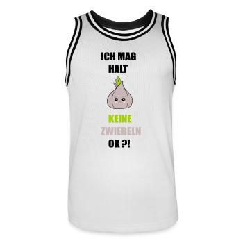 Ich mag keine Zwiebeln - Männer Basketball-Trikot - Weiß/Schwarz - Vorne - AI Model Male 185 dark (185cm)