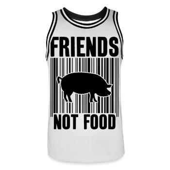 FRIENDS NOT FOOD VEGAN - Männer Basketball-Trikot - Weiß/Schwarz - Vorne - AI Model Male 185 dark (185cm)