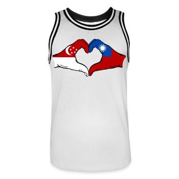 Singapour Taïwan mains forme de coeur - Maillot de basket Homme - blanc/noir - Devant - AI Model Male 185 dark (185cm)