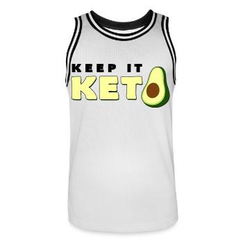 Keep It Keto Avocado Saying Ketogenic Diet Gift - Men's Basketball Jersey - white/black - Front - AI Model Male 185 dark (185cm)
