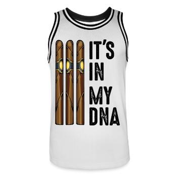 It's In My DNA Cigars Smoking Quote Gift - Men's Basketball Jersey - white/black - Front - AI Model Male 185 dark (185cm)