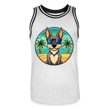 Australischer Kelpie Hund Rasse Cartoon Sonnenbrille Strand - Männer Basketball-Trikot - Weiß/Schwarz - Vorne - AI Model Male 185 dark (185cm)