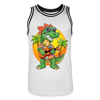 Lustige Krokodil Cartoon Sommer Strand Sonnenbrille - Männer Basketball-Trikot - Weiß/Schwarz - Vorne - AI Model Male 185 dark (185cm)
