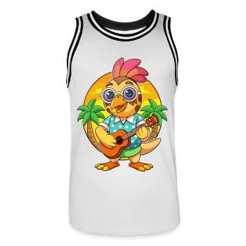 Lustige Wachtel Cartoon Sommer Strand Sonnenbrille Gitarre - Männer Basketball-Trikot - Weiß/Schwarz - Vorne - AI Model Male 185 dark (185cm)