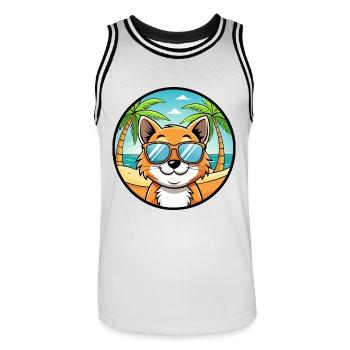 Bambino Cat Breed Cartoon Sunglasses Beach - Men's Basketball Jersey - white/black - Front - AI Model Male 185 dark (185cm)