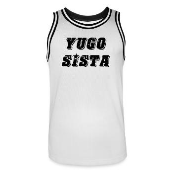 Yugo sista - style uni des Balkans - Maillot de basket Homme - blanc/noir - Devant - AI Model Male 185 dark (185cm)