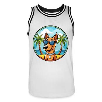 Andalusischer Windhund Rasse Cartoon Sonnenbrille Strand - Männer Basketball-Trikot - Weiß/Schwarz - Vorne - AI Model Male 185 dark (185cm)