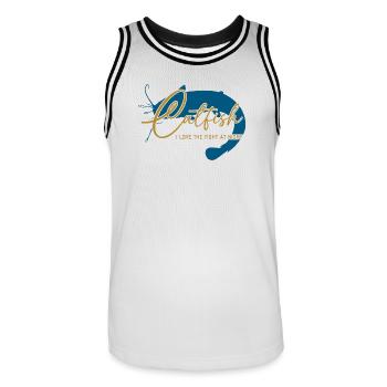 Wels Waller angeln Sportfischen Flussmonster - Männer Basketball-Trikot - Weiß/Schwarz - Vorne - AI Model Male 185 dark (185cm)