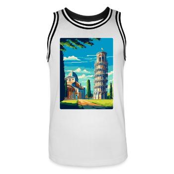 Pisa Italien Vintage Reiseplakat Souvenir Souvenir - Männer Basketball-Trikot - Weiß/Schwarz - Vorne - AI Model Male 185 dark (185cm)