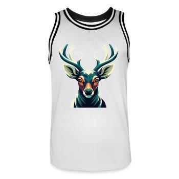 Hirsch Cartoon Figur Buntes Haustier Tier - Männer Basketball-Trikot - Weiß/Schwarz - Vorne - AI Model Male 185 dark (185cm)