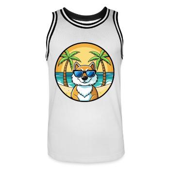 Lunettes de soleil de dessin animé de race de chien du Groenland plage - Maillot de basket Homme - blanc/noir - Devant - AI Model Male 185 dark (185cm)