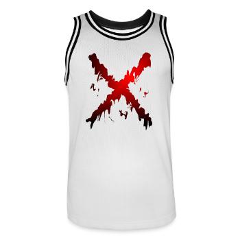 X Desing rot schwarz - Männer Basketball-Trikot - Weiß/Schwarz - Vorne - AI Model Male 185 dark (185cm)