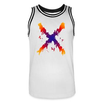 Regenbogen X Farbfluss Muster - Männer Basketball-Trikot - Weiß/Schwarz - Vorne - AI Model Male 185 dark (185cm)