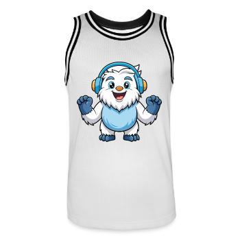 Yeti Funny Cartoon Character Musique de casque - Maillot de basket Homme - blanc/noir - Devant - AI Model Male 185 dark (185cm)