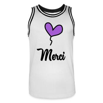 THANK YOU. MISTRESS. MASTER. THANK YOU MISTRESS - Men's Basketball Jersey - white/black - Front - AI Model Male 185 dark (185cm)