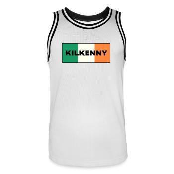 Kilkenny City in irischer Flagge - Männer Basketball-Trikot - Weiß/Schwarz - Vorne - AI Model Male 185 dark (185cm)