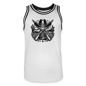 Logo western 2 - Maillot de basket Homme - blanc/noir - Devant - AI Model Male 185 dark (185cm)