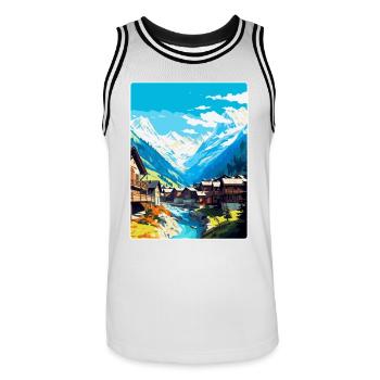 Sölden Österreich Vintage Reiseplakat Souvenir WPA - Männer Basketball-Trikot - Weiß/Schwarz - Vorne - AI Model Male 185 dark (185cm)