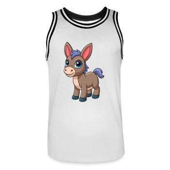 Esel Niedliche Maskottchen Zeichentrickfigur Kawaii - Männer Basketball-Trikot - Weiß/Schwarz - Vorne - AI Model Male 185 dark (185cm)