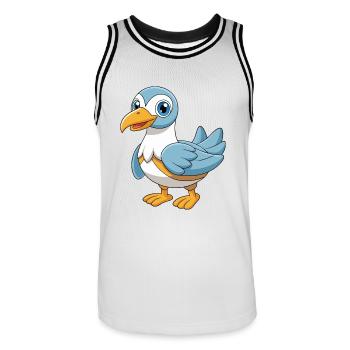 Albatross Mascotte mignonne Personnage de dessin animé Kawaii - Maillot de basket Homme - blanc/noir - Devant - AI Model Male 185 dark (185cm)