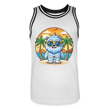 Yeti Lustige Cartoon Sommer Strand Sonnenbrille - Männer Basketball-Trikot - Weiß/Schwarz - Vorne - AI Model Male 185 dark (185cm)