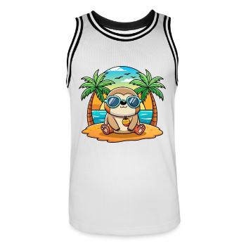 Faultier Lustige Cartoon Sommer Strand Sonnenbrille - Männer Basketball-Trikot - Weiß/Schwarz - Vorne - AI Model Male 185 dark (185cm)