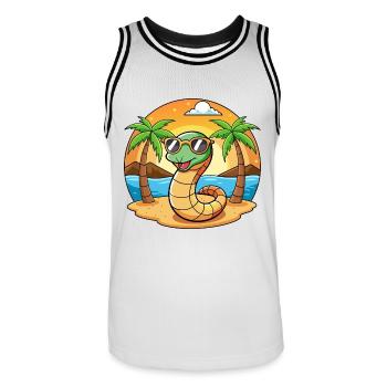 Lunettes de soleil de plage d’été de dessin animé drôle de serpent - Maillot de basket Homme - blanc/noir - Devant - AI Model Male 185 dark (185cm)