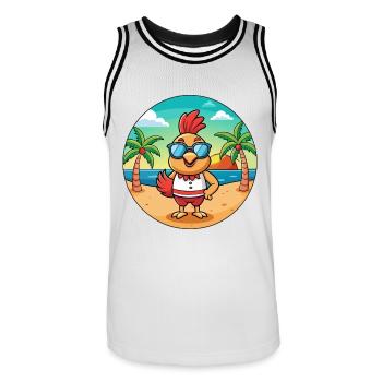 Rooster Funny Cartoon Summer Beach Sunglasses - Men's Basketball Jersey - white/black - Front - AI Model Male 185 dark (185cm)