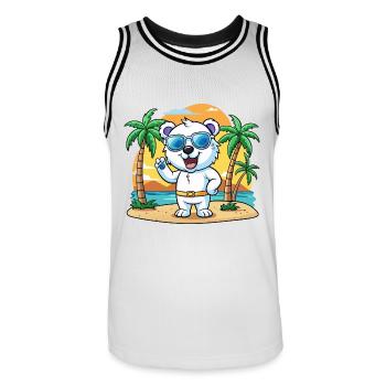 Polar Bear Funny Cartoon Summer Beach Sunglasses - Men's Basketball Jersey - white/black - Front - AI Model Male 185 dark (185cm)