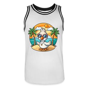 Schwan Lustige Cartoon Sommer Strand Sonnenbrille - Männer Basketball-Trikot - Weiß/Schwarz - Vorne - AI Model Male 185 dark (185cm)