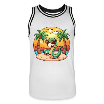 Lunettes de soleil de plage d’été de dessin animé drôle de serpent - Maillot de basket Homme - blanc/noir - Devant - AI Model Male 185 dark (185cm)
