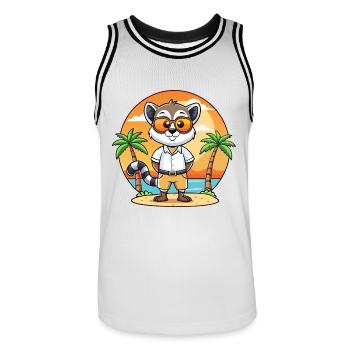 Lemur Lustige Cartoon Sommer Strand Sonnenbrille - Männer Basketball-Trikot - Weiß/Schwarz - Vorne - AI Model Male 185 dark (185cm)