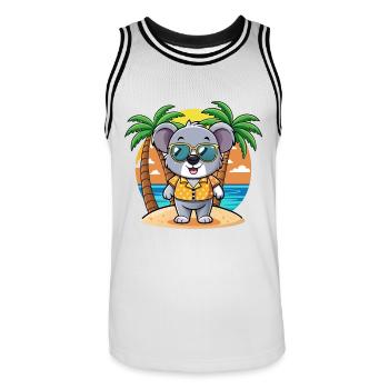 Koala Lustige Cartoon Sommer Strand Sonnenbrille - Männer Basketball-Trikot - Weiß/Schwarz - Vorne - AI Model Male 185 dark (185cm)