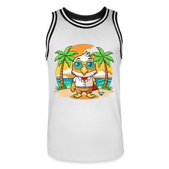 Hawk Lustige Cartoon Sommer Strand Sonnenbrille - Männer Basketball-Trikot - Weiß/Schwarz - Vorne - AI Model Male 185 dark (185cm)